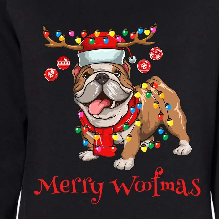 Christmas Cute Bulldog Dog Holiday Lights Merry Woofmas Gift Womens California Wash Sweatshirt