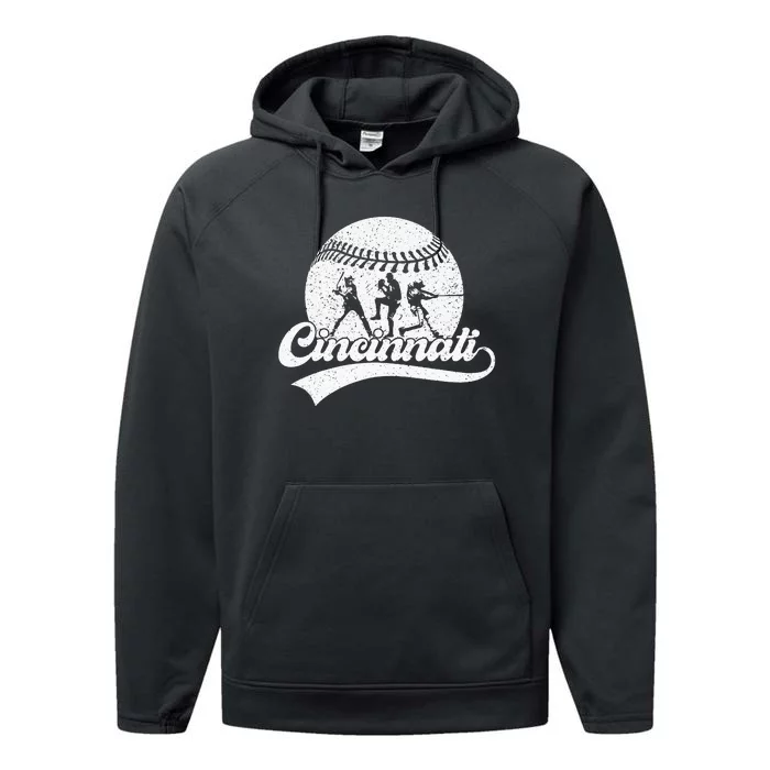 Cincinnati City Baseball Lover Baseball Fans Performance Fleece Hoodie