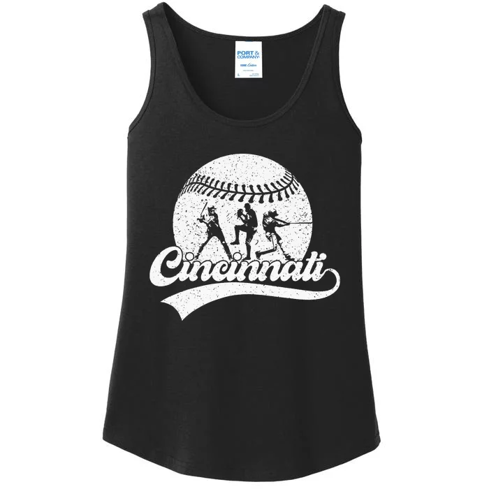 Cincinnati City Baseball Lover Baseball Fans Ladies Essential Tank