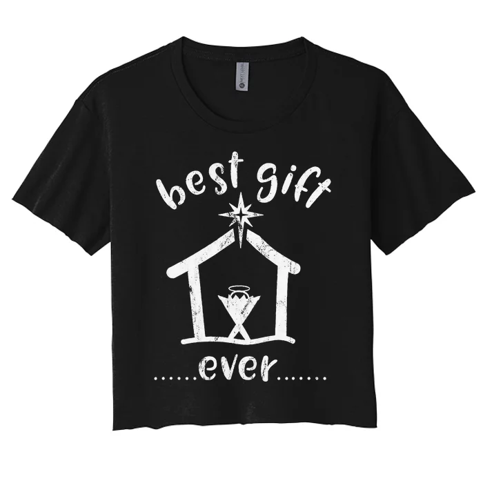 Christian Christmas Best Gift Ever Jesus Story Women's Crop Top Tee