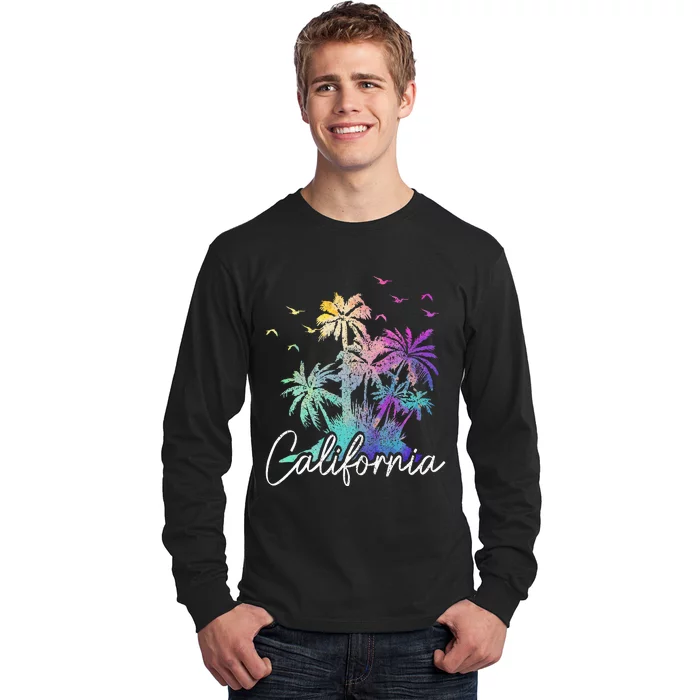 California Cali Beach Vintage Palm Trees Vacation Long Sleeve Shirt