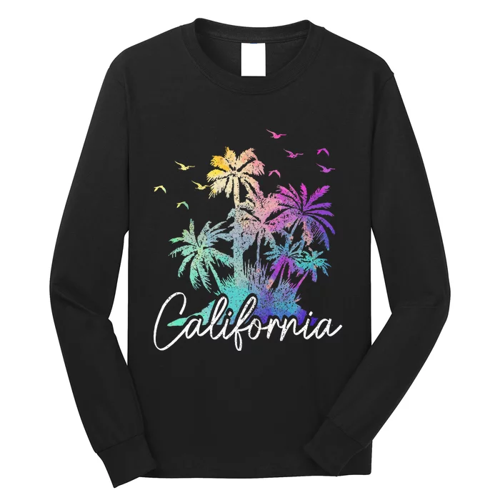 California Cali Beach Vintage Palm Trees Vacation Long Sleeve Shirt