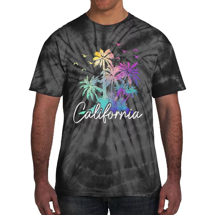 California Cali Beach Vintage Palm Trees Vacation Tie-Dye T-Shirt