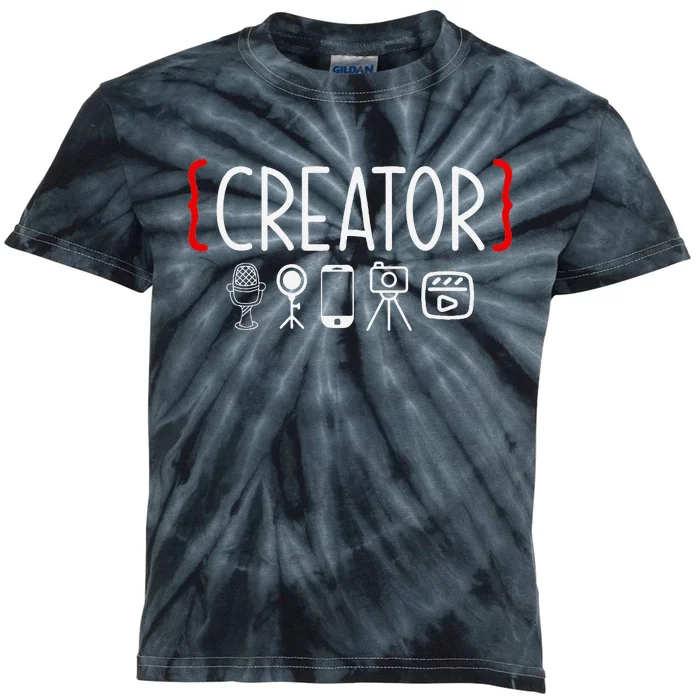 Content Creator Blogger Vlogger Influencer Creator Kids Tie-Dye T-Shirt