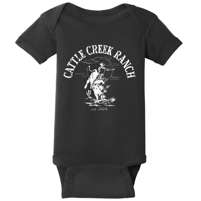 Cattle Creek Bucking Bull Rodeo Logo Graphic Baby Bodysuit