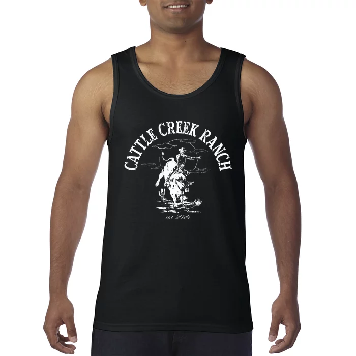 Cattle Creek Bucking Bull Rodeo Logo Graphic Tank Top