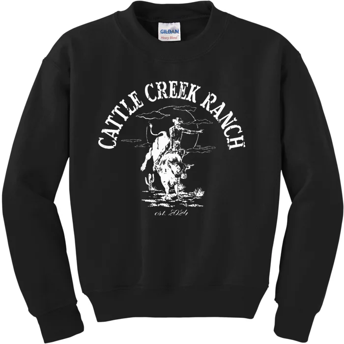 Cattle Creek Bucking Bull Rodeo Logo Graphic Kids Sweatshirt