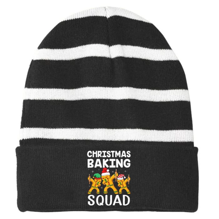 Christmas Cookie baking team squad Dabbing Gingerbread Man Striped Beanie with Solid Band