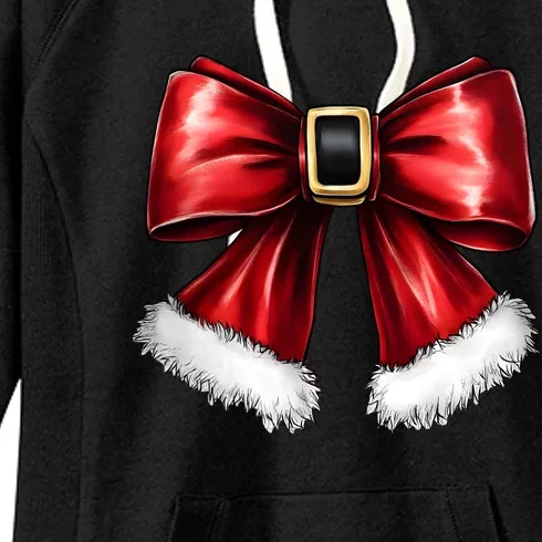 Christmas Coquette Bow Xmas Santa Bow Women's Fleece Hoodie