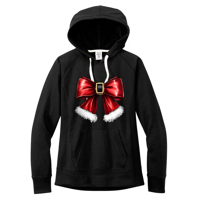 Christmas Coquette Bow Xmas Santa Bow Women's Fleece Hoodie