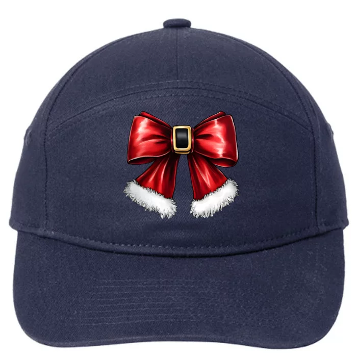 Christmas Coquette Bow Xmas Santa Bow 7-Panel Snapback Hat