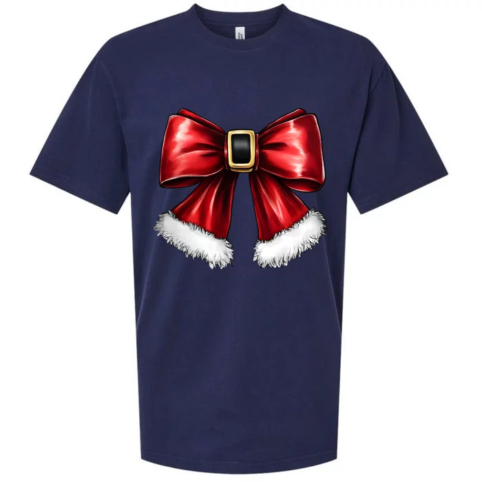 Christmas Coquette Bow Xmas Santa Bow Sueded Cloud Jersey T-Shirt