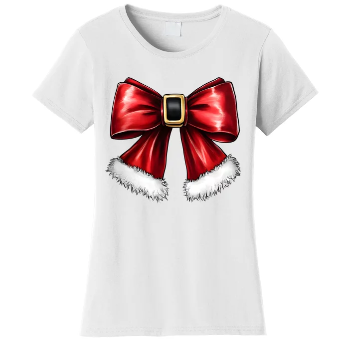 Christmas Coquette Bow Xmas Santa Bow Women's T-Shirt