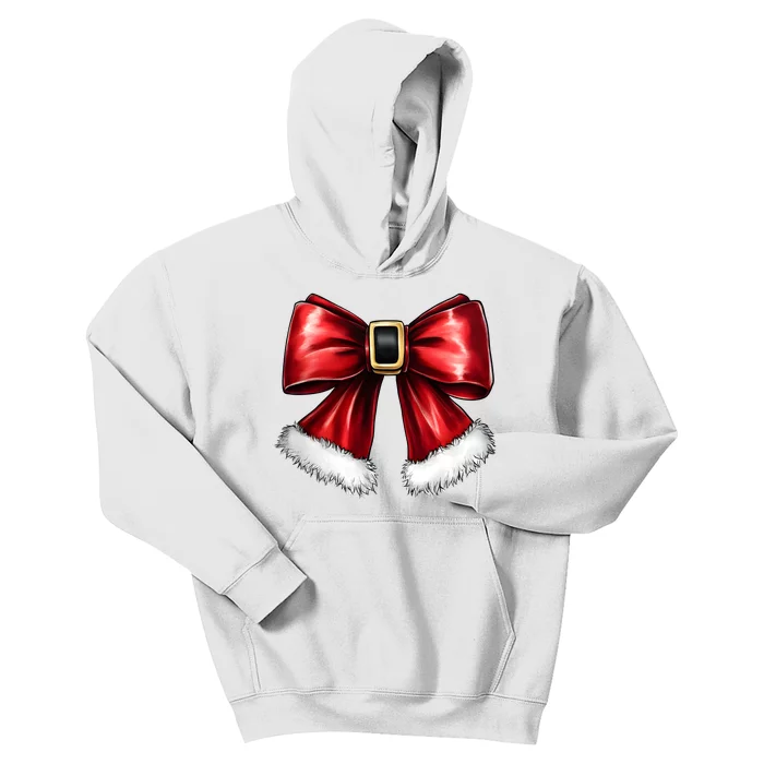 Christmas Coquette Bow Xmas Santa Bow Kids Hoodie