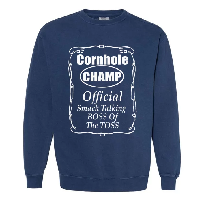 Cornhole Champion Boss of the Toss Cornhole Garment-Dyed Sweatshirt