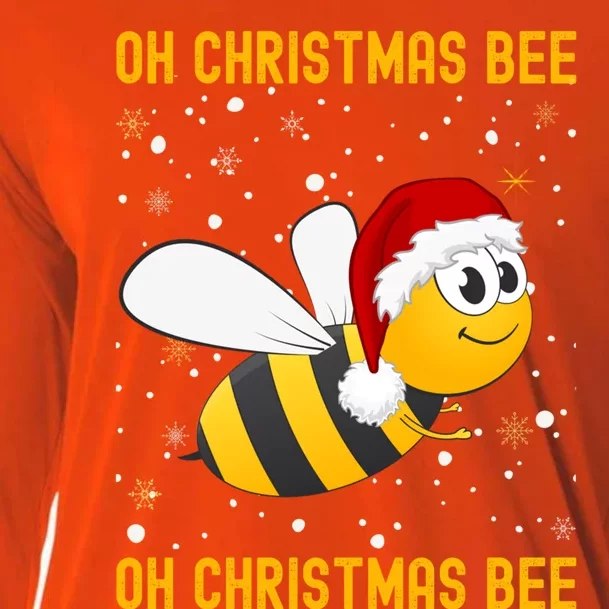 Cute Christmas Bumble Bee Oh Christmas Tree Joke Snow Scene Gift Cooling Performance Long Sleeve Crew