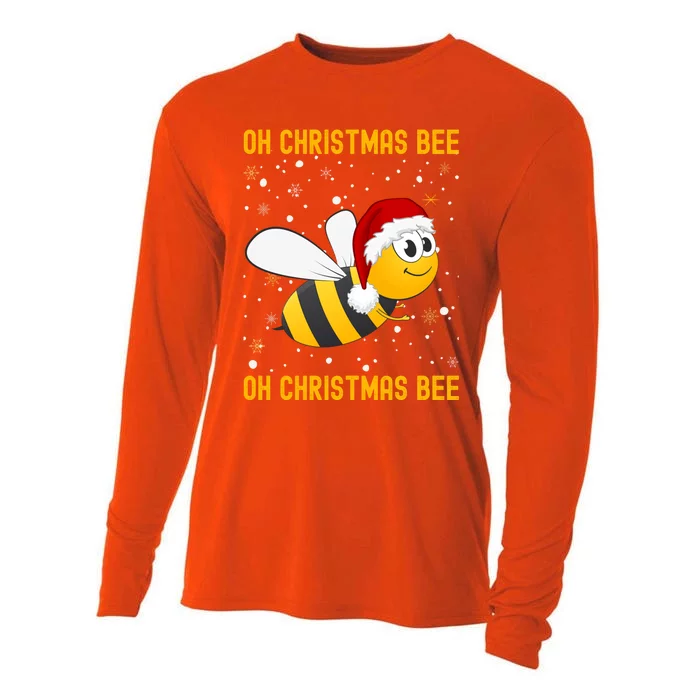 Cute Christmas Bumble Bee Oh Christmas Tree Joke Snow Scene Gift Cooling Performance Long Sleeve Crew