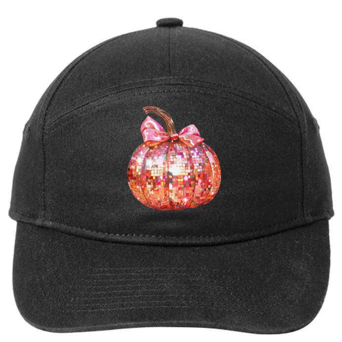 Cute Coquette Bow Disco Pumpkin Fall Autumn Funny Halloween 7-Panel Snapback Hat