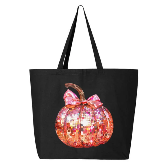 Cute Coquette Bow Disco Pumpkin Fall Autumn Funny Halloween 25L Jumbo Tote