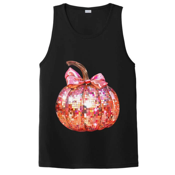 Cute Coquette Bow Disco Pumpkin Fall Autumn Funny Halloween Performance Tank