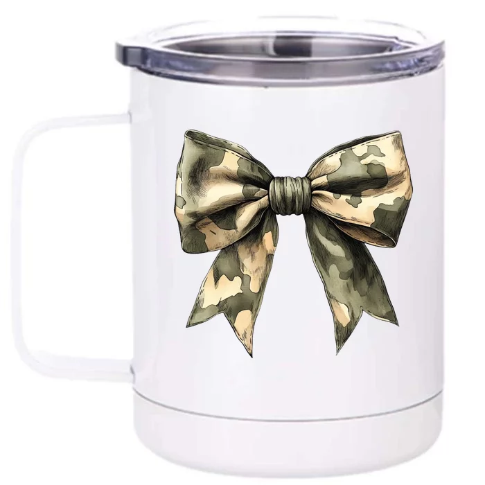 Camouflage Camo Bow Front & Back 12oz Stainless Steel Tumbler Cup