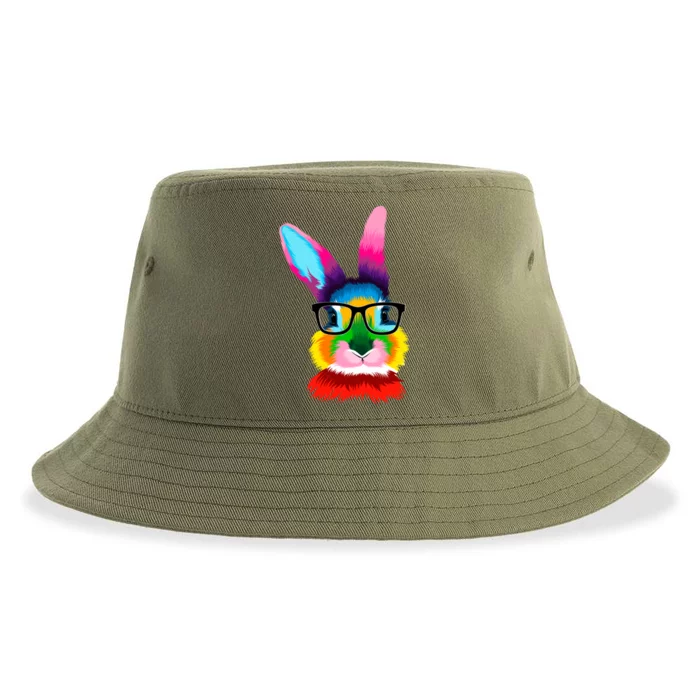 Cute Colorful Bunny Rabbit Head Glasses Happy Easter Day Gift Sustainable Bucket Hat