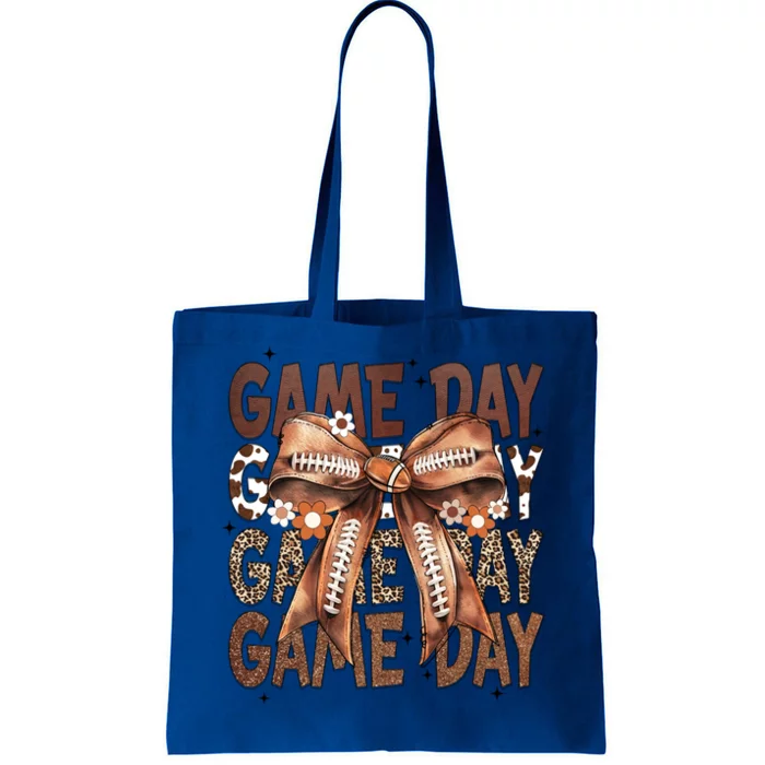 Cute Coquette Bow Football Mom Game Day Gift Tote Bag