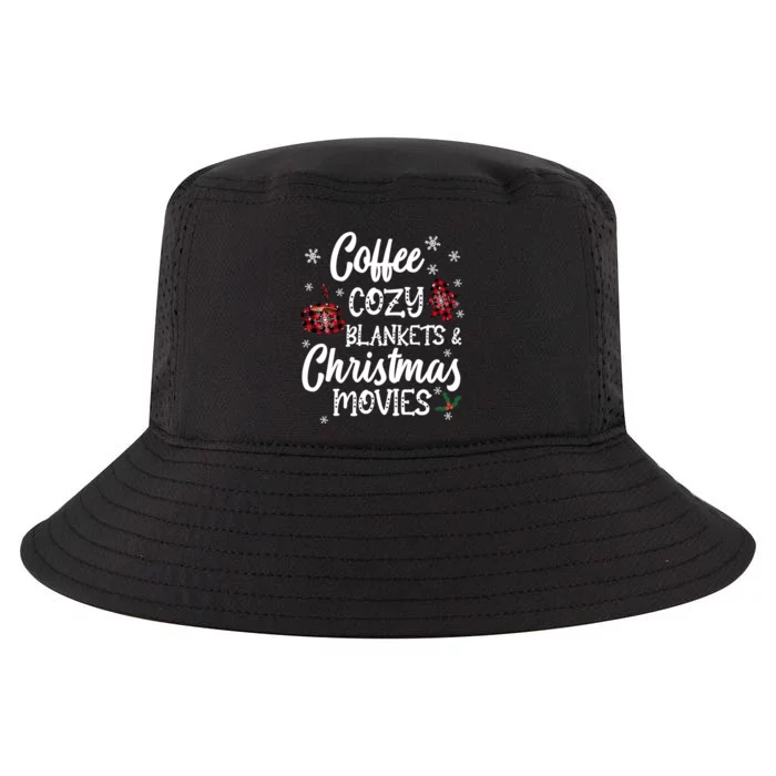 Coffee Cozy Blankets & Christmas Movies Red Plaid Cool Comfort Performance Bucket Hat