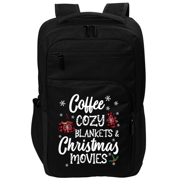 Coffee Cozy Blankets & Christmas Movies Red Plaid Impact Tech Backpack