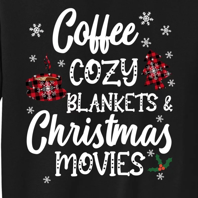 Coffee Cozy Blankets & Christmas Movies Red Plaid Tall Sweatshirt