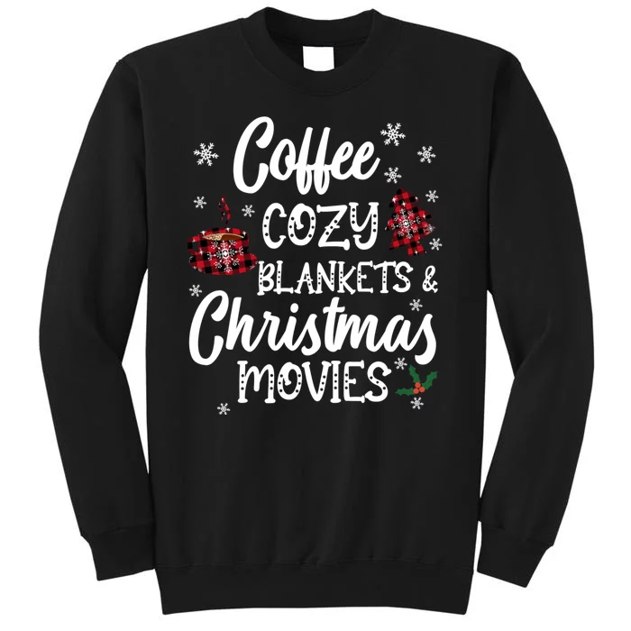 Coffee Cozy Blankets & Christmas Movies Red Plaid Tall Sweatshirt