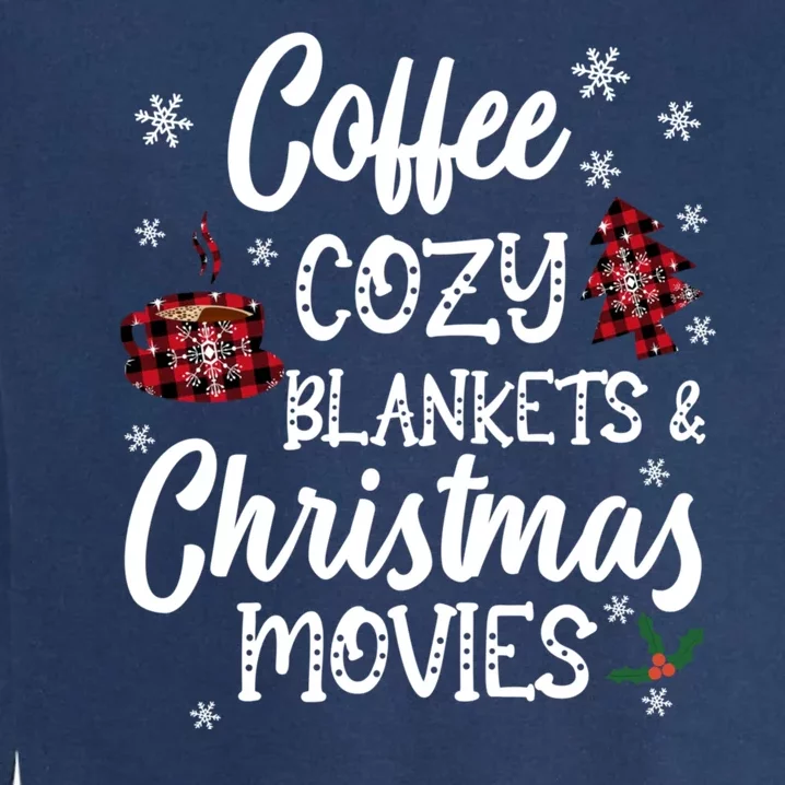 Coffee Cozy Blankets & Christmas Movies Red Plaid Garment-Dyed Sweatshirt