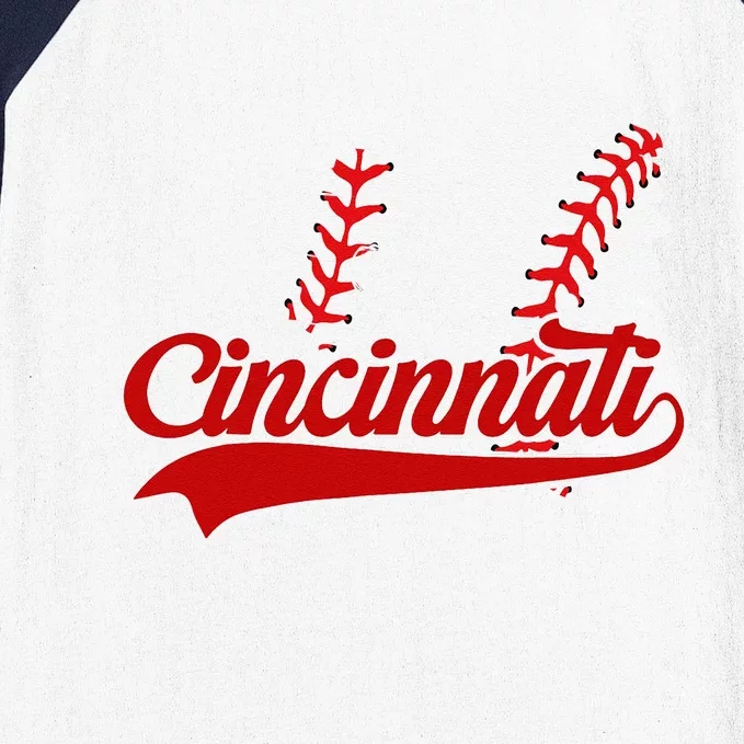 Cincinnati Cities Baseball Heart Baseball Fans Baseball Sleeve Shirt