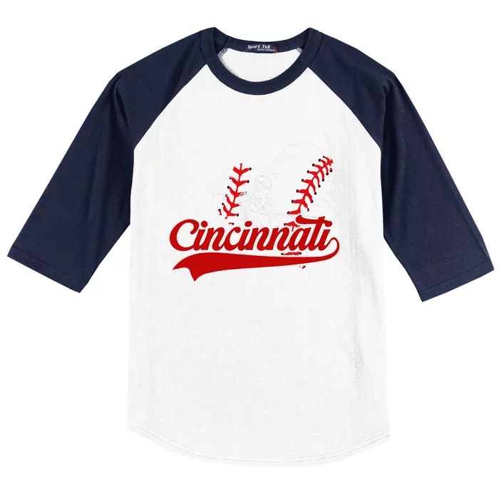 Cincinnati Cities Baseball Heart Baseball Fans Baseball Sleeve Shirt