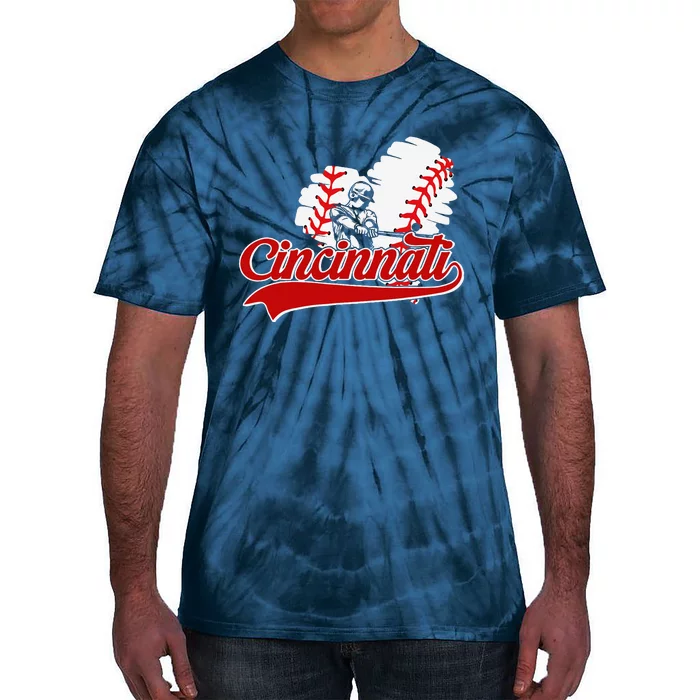 Cincinnati Cities Baseball Heart Baseball Fans Tie-Dye T-Shirt