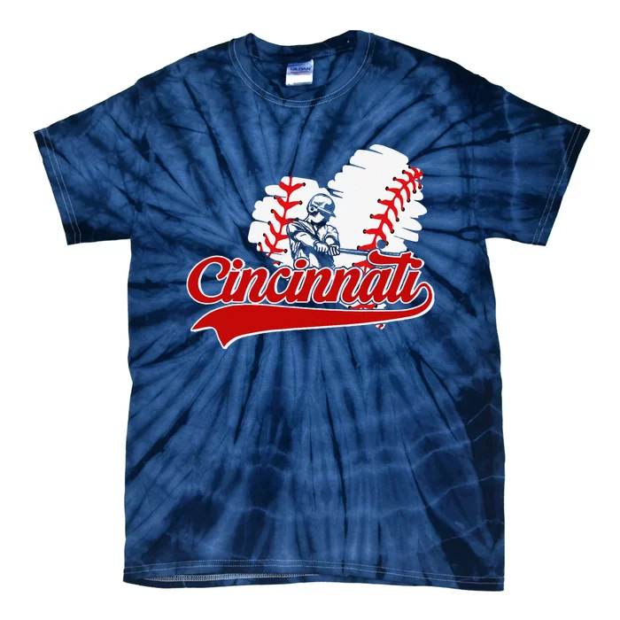 Cincinnati Cities Baseball Heart Baseball Fans Tie-Dye T-Shirt