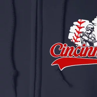 Cincinnati Cities Baseball Heart Baseball Fans Full Zip Hoodie