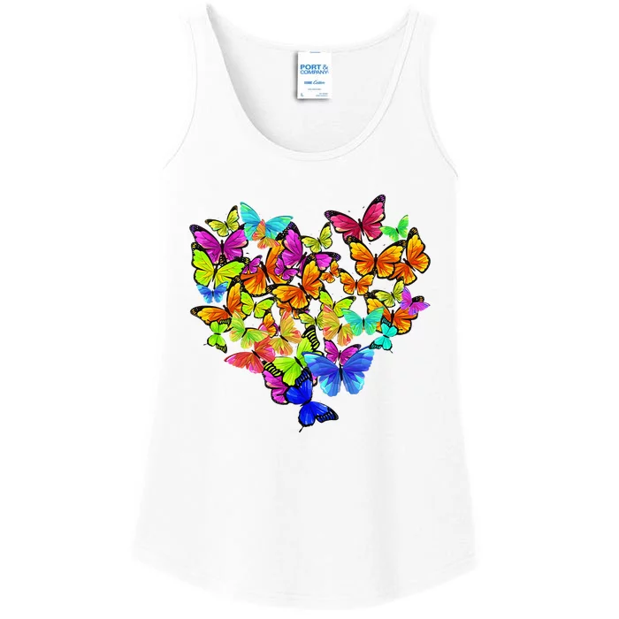 Colorful Cute Butterfly Heart Butterflies Ladies Essential Tank