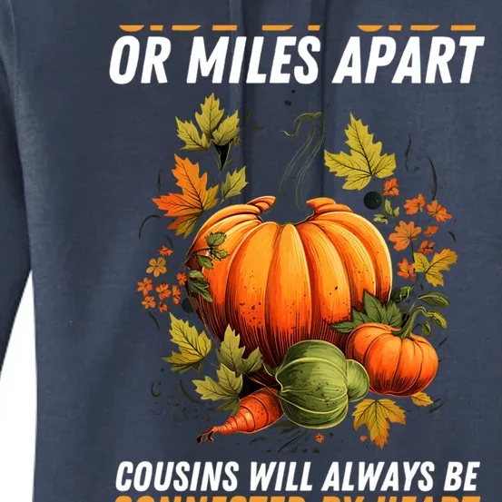 Cousin Connected By Heart Fall Autumn Thanksgiving Matching Cute Gift Women's Pullover Hoodie