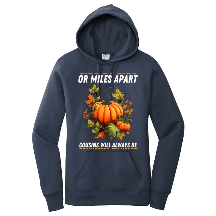 Cousin Connected By Heart Fall Autumn Thanksgiving Matching Cute Gift Women's Pullover Hoodie