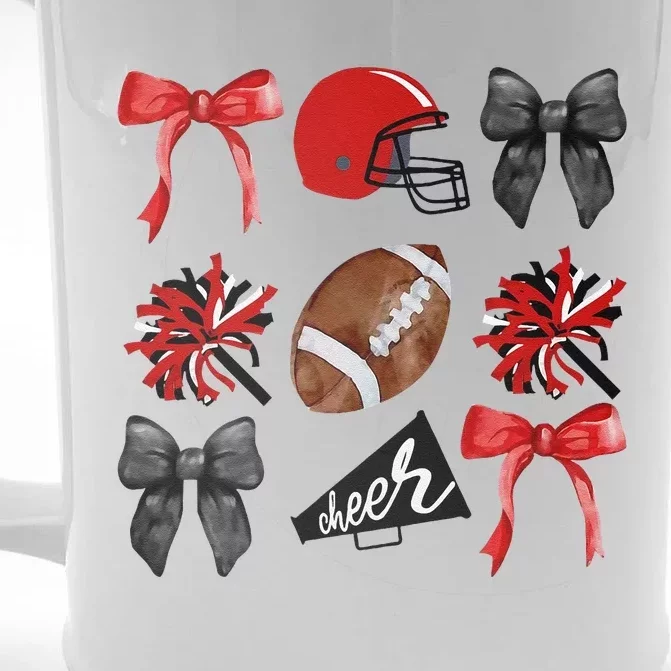 Cheer Coquette Bow American Football Autumn Thanksgiving Gift Front & Back Beer Stein