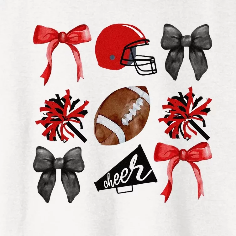 Cheer Coquette Bow American Football Autumn Thanksgiving Gift Women's Crop Top Tee