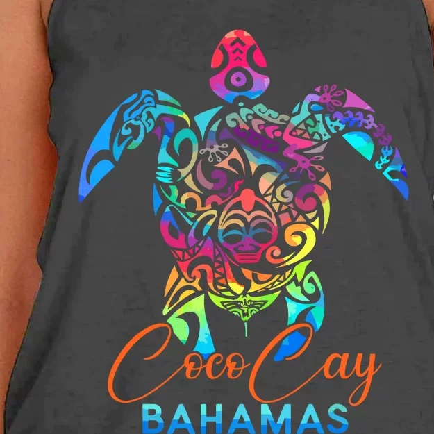 Coco Cay Bahamas Sea Turtle Family Vacation Summer Women's Knotted Racerback Tank