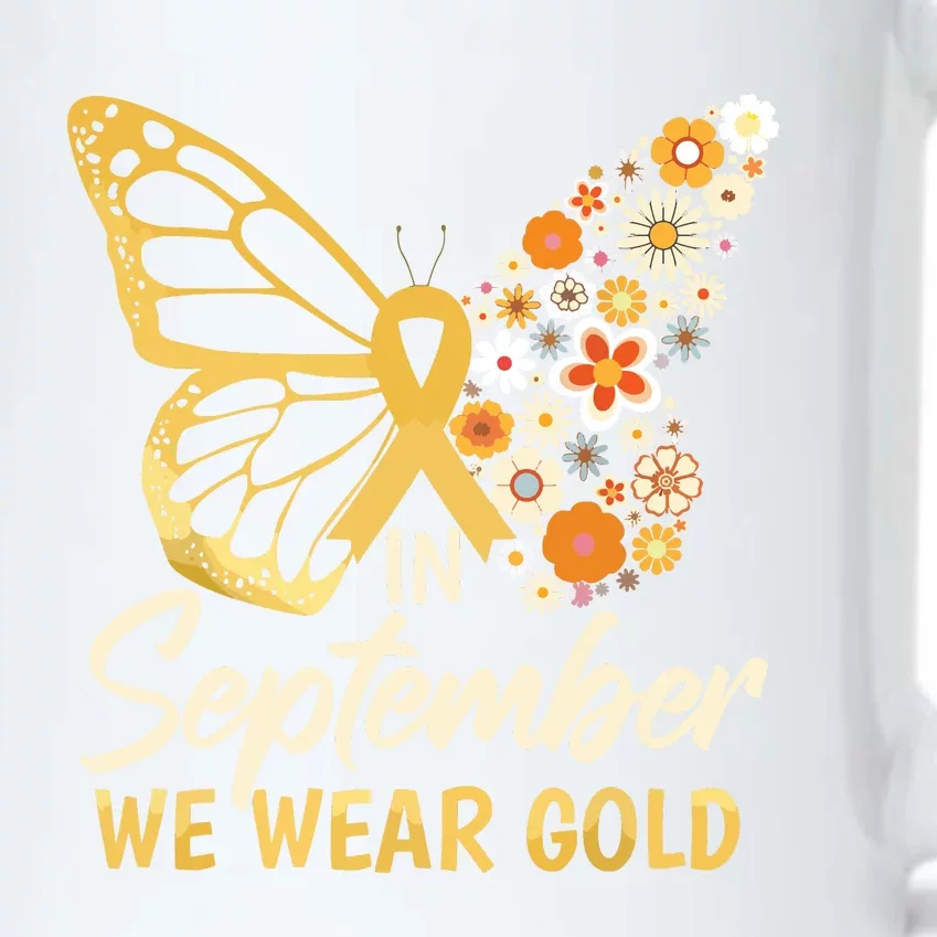 Childhood Cancer Butterfly In September We Wear Gold Black Color Changing Mug