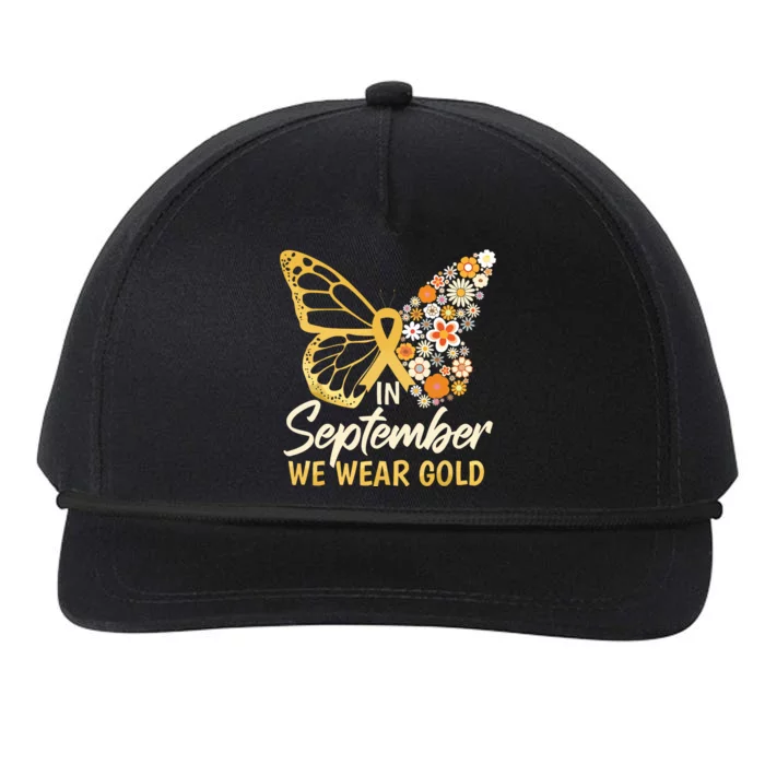 Childhood Cancer Butterfly In September We Wear Gold Snapback Five-Panel Rope Hat