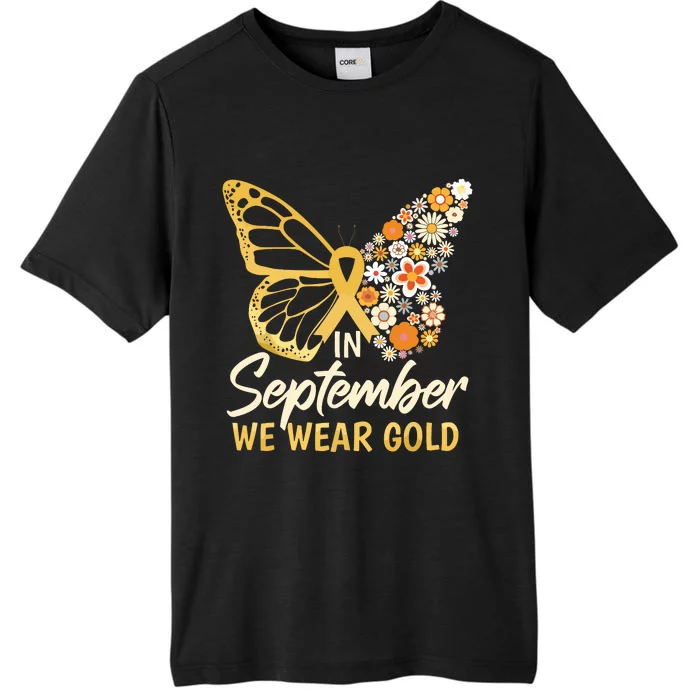 Childhood Cancer Butterfly In September We Wear Gold ChromaSoft Performance T-Shirt