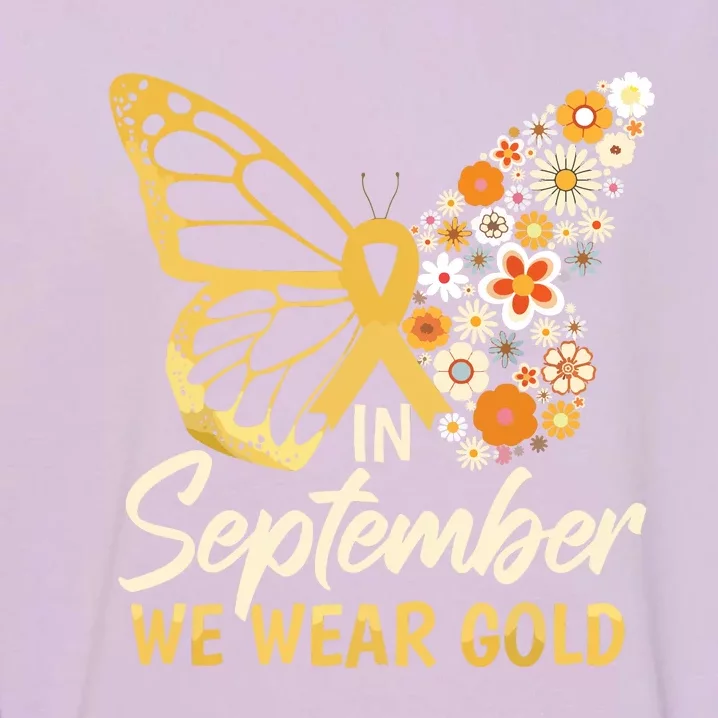 Childhood Cancer Butterfly In September We Wear Gold Garment-Dyed Sweatshirt