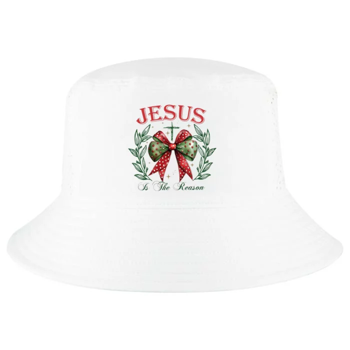 Christmas Coquette Bow Jesus Is The Reason For The Season Cool Comfort Performance Bucket Hat