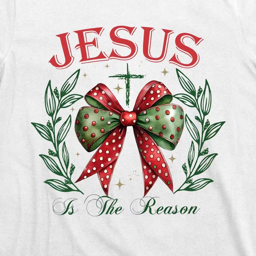 Christmas Coquette Bow Jesus Is The Reason For The Season T-Shirt