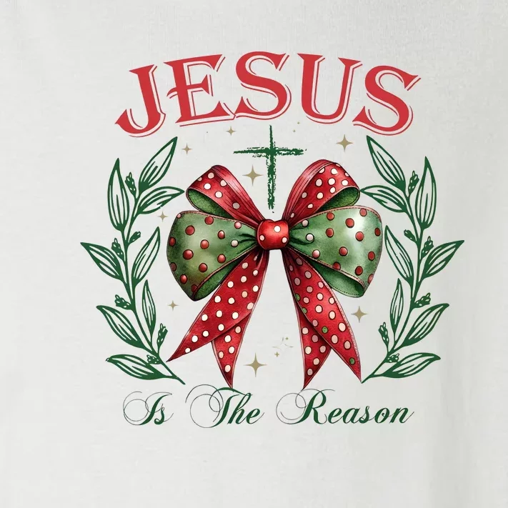 Christmas Coquette Bow Jesus Is The Reason For The Season Toddler Long Sleeve Shirt